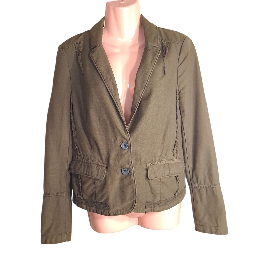 Hei Hei Women Blazer/Jacket Military Green Size 2 Long Sleeve Pockets 2-Button‎